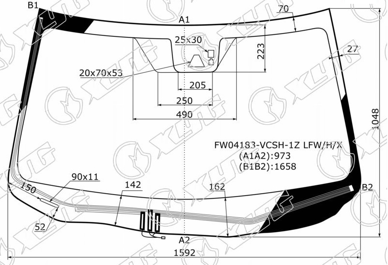 Стекло лобовое с обогревом щеток ACURA MDX XYG FW04183-VCSH-1Z LFW/H/X 