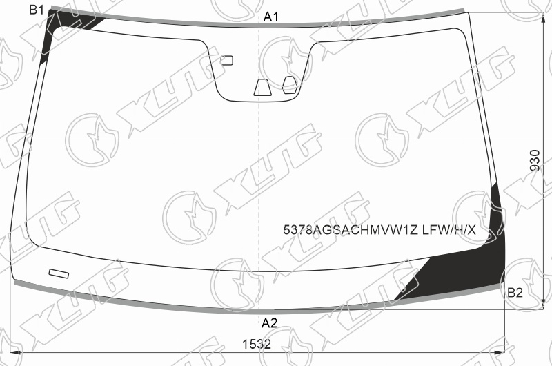 Стекло лобовое с обогревом щеток MERCEDES-BENZ GL, ML-CLASS (W166) XYG 5378AGSACHMVW1Z LFW/H/X 