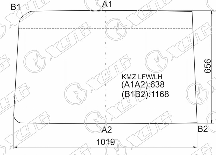 Стекло лобовое половинка KMZ TRUCK XYG KMZ LFW/LH 