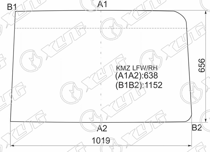 Стекло лобовое половинка KMZ TRUCK XYG KMZ LFW/RH 