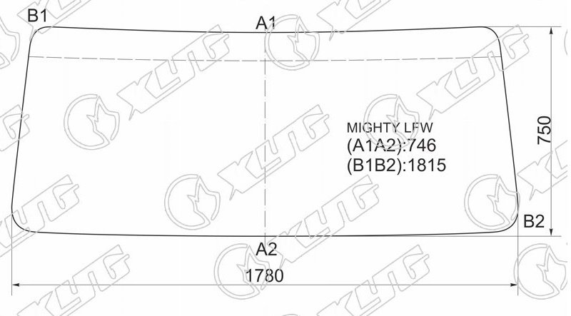 Стекло лобовое в резинку HYUNDAI MIGHTY, HD65, HD75, HD72, HD78 TRUCK XYG MIGHTY LFW 