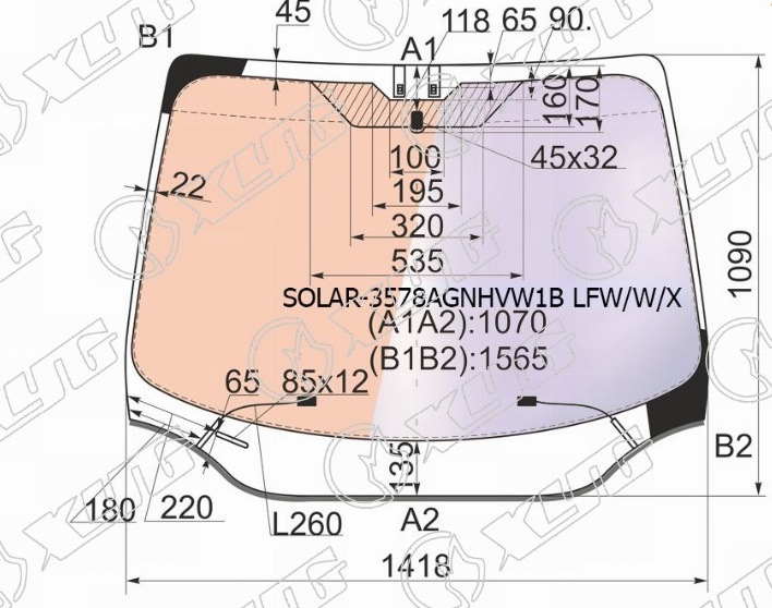 Стекло лобовое атермальное с полным обогревом FORD FOCUS XYG SOLAR-3578AGNHVW1B LFW/W/X 