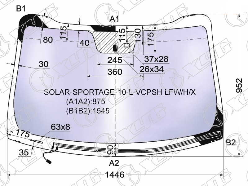 Стекло лобовое атермальное с обогревом щеток KIA SPORTAGE XYG SOLAR-SPORTAGE-10-L-VCPSH LFW/ 