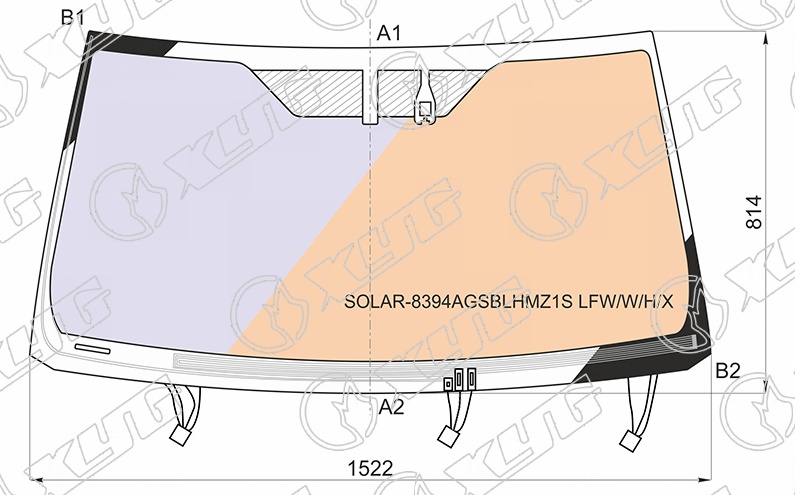 Стекло лобовое атермальное c полным обогревом TOYOTA LAND CRUISER PRADO XYG SOLAR-8394AGSBLHMZ1S LFW/W/H/X 