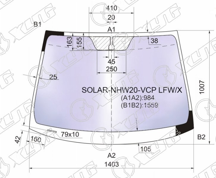 Стекло лобовое атермальное TOYOTA PRIUS XYG SOLAR-NHW20-VCP LFW/X 