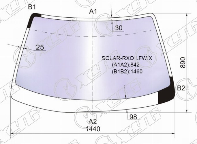 Стекло лобовое атермальное TOYOTA MARK-II, CHASER XYG SOLAR-RXO LFW/X 