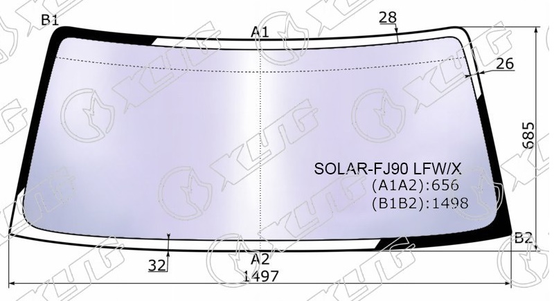 Стекло лобовое атермальное TOYOTA LAND CRUISER PRADO XYG SOLAR-FJ90 LFW/X 