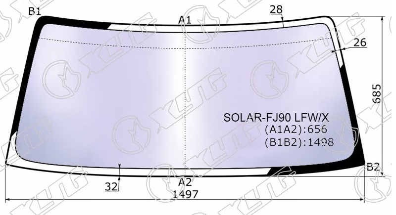 Стекло лобовое атермальное TOYOTA LAND CRUISER, LEXUS LX 470 XYG SOLAR-FJ90 LFW/X 