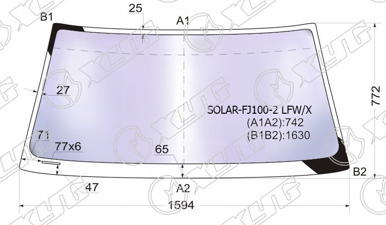 Стекло лобовое атермальное TOYOTA LAND CRUISER XYG SOLAR-FJ100-2 LFW/X 