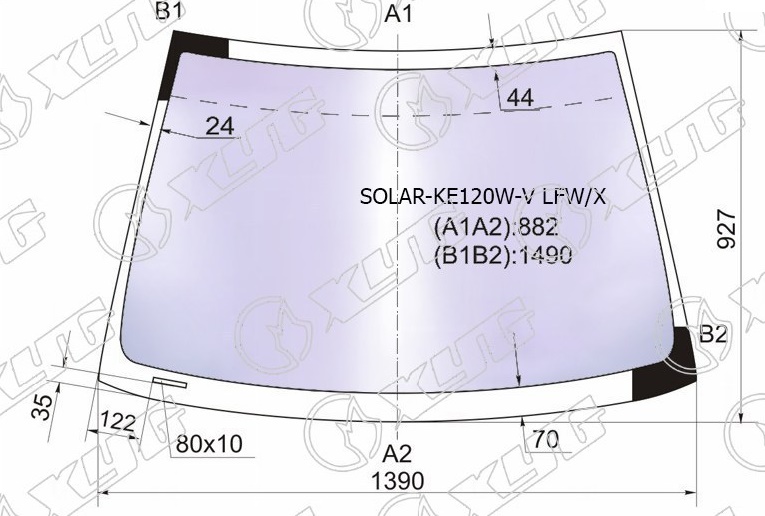 Стекло лобовое атермальное TOYOTA COROLLA, RUNX, ALLEX, FIELDER XYG SOLAR-KE120W-V LFW/X 