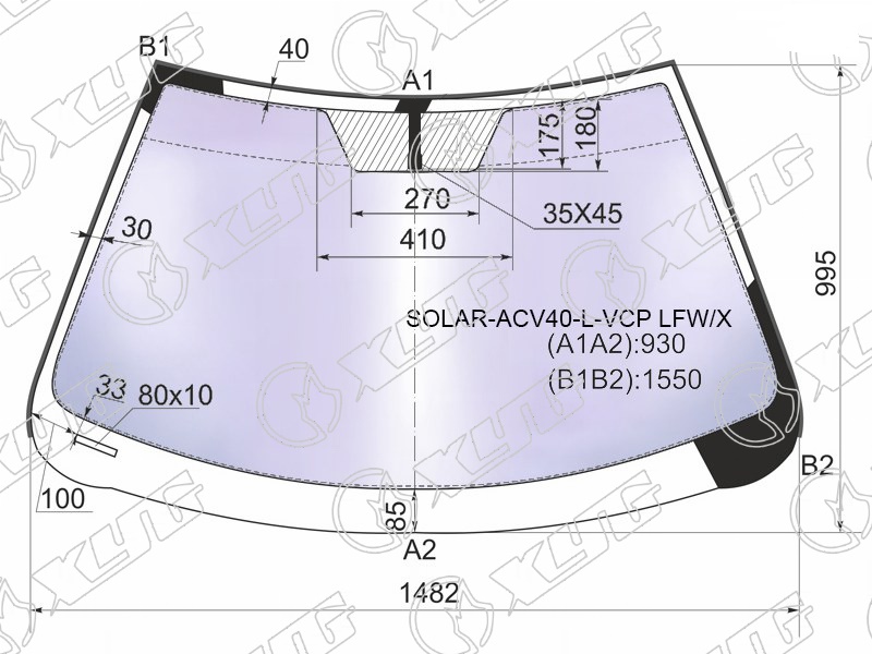 Стекло лобовое атермальное TOYOTA CAMRY XYG SOLAR-ACV40-L-VCP LFW/X 