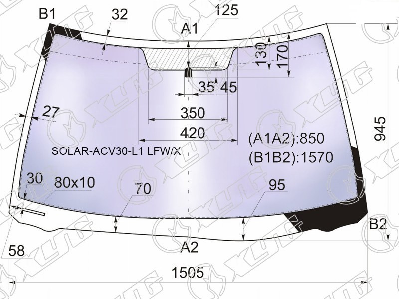 Стекло лобовое атермальное TOYOTA CAMRY XYG SOLAR-ACV30-L1 LFW/X 