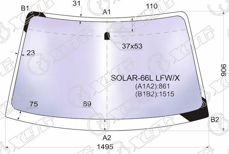 Стекло лобовое атермальное SUBARU LEGACY, OUTBACK XYG SOLAR-66L LFW/X 