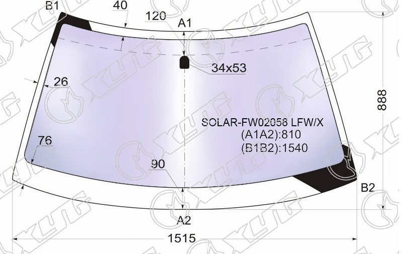 Стекло лобовое атермальное SUBARU FORESTER XYG SOLAR-FW02058 LFW/X 