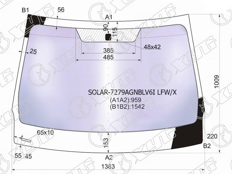 Стекло лобовое атермальное RENAULT FLUENCE, MEGANE XYG SOLAR-7279AGNBLV6I LFW/X 