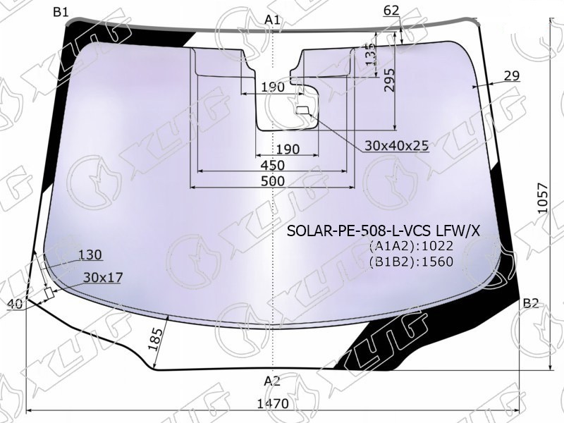 Стекло лобовое атермальное PEUGEOT 508 XYG SOLAR-PE-508-L-VCS LFW/X 