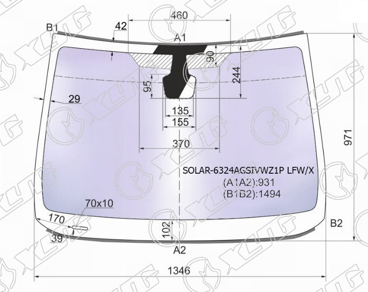 Стекло лобовое атермальное OPEL ASTRA XYG SOLAR-6324AGSIVWZ1P LFW/X 