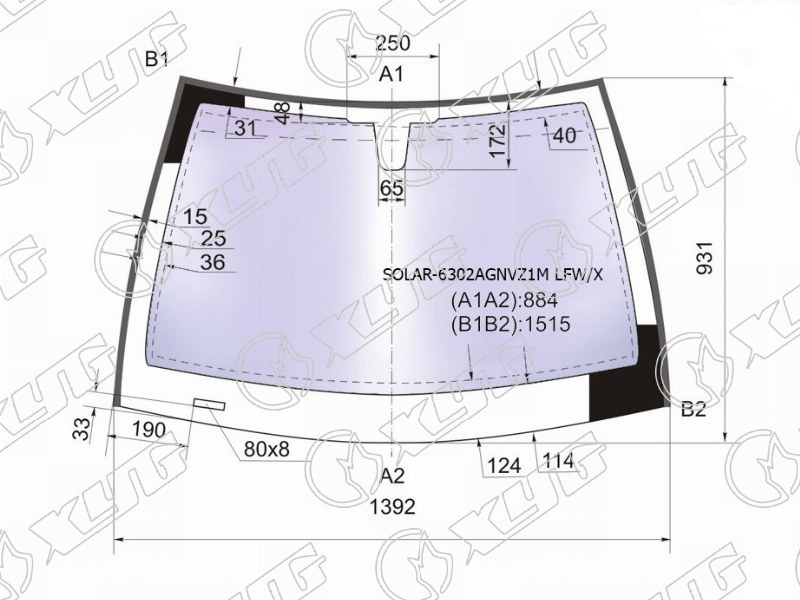 Стекло лобовое атермальное OPEL ASTRA XYG SOLAR-6302AGNVZ1M LFW/X