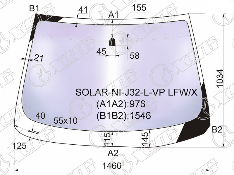 Стекло лобовое атермальное NISSAN TEANA XYG SOLAR-NI-J32-L-VP LFW/X 