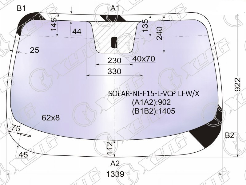 Стекло лобовое атермальное NISSAN JUKE XYG SOLAR-NI-F15-L-VCP LFW/X 