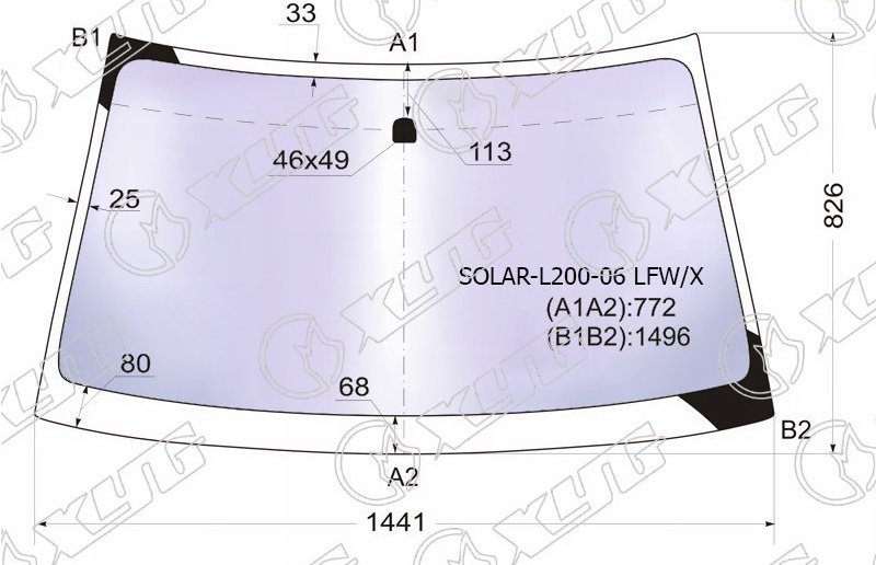 Стекло лобовое атермальное MITSUBISHI L 200, PAJERO, MONTERO SPORT XYG SOLAR-L200-06 LFW/X 