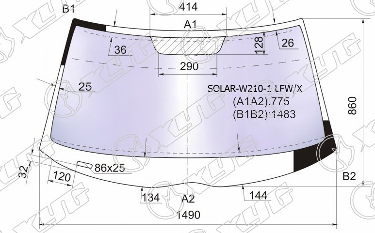 Стекло лобовое атермальное MERCEDES E-CLASS (W210) XYG SOLAR-W210-1 LFW/X 