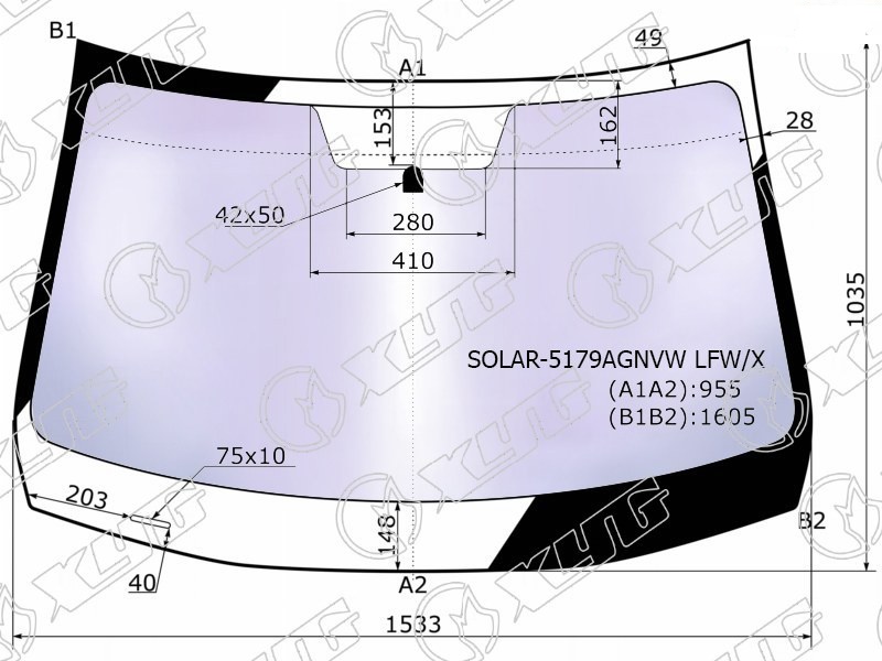 Стекло лобовое атермальное MAZDA CX-5 XYG SOLAR-5179AGNVW LFW/X 