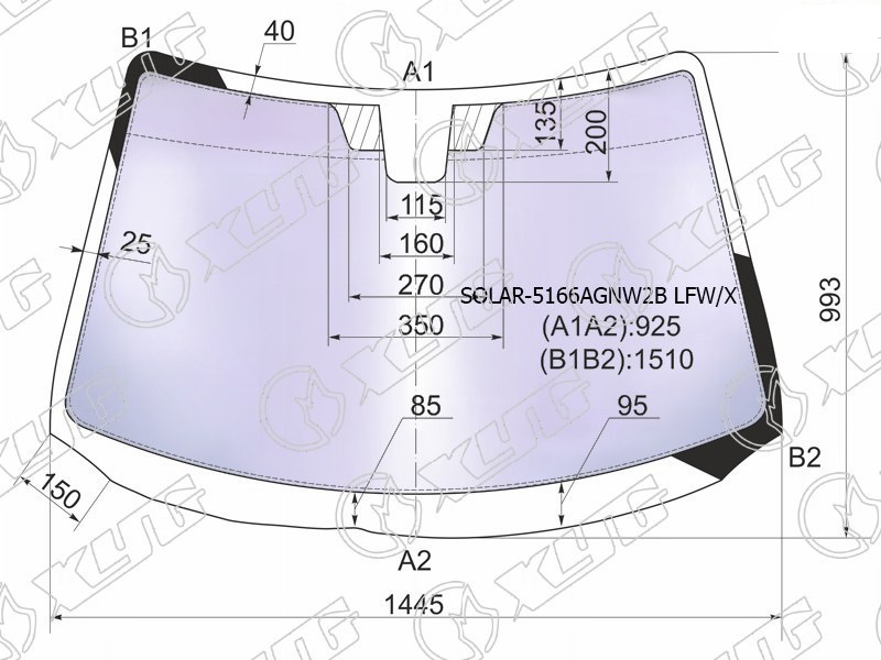 Стекло лобовое атермальное MAZDA 3 XYG SOLAR-5166AGNW2B LFW/X 