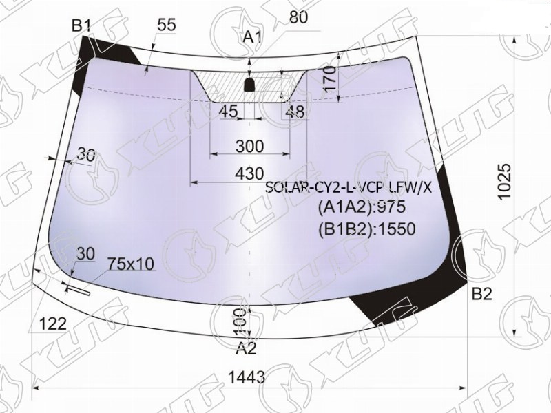 Стекло лобовое атермальное MITSUBISHI LANCER XYG SOLAR-CY2-L-VCP LFW/X 