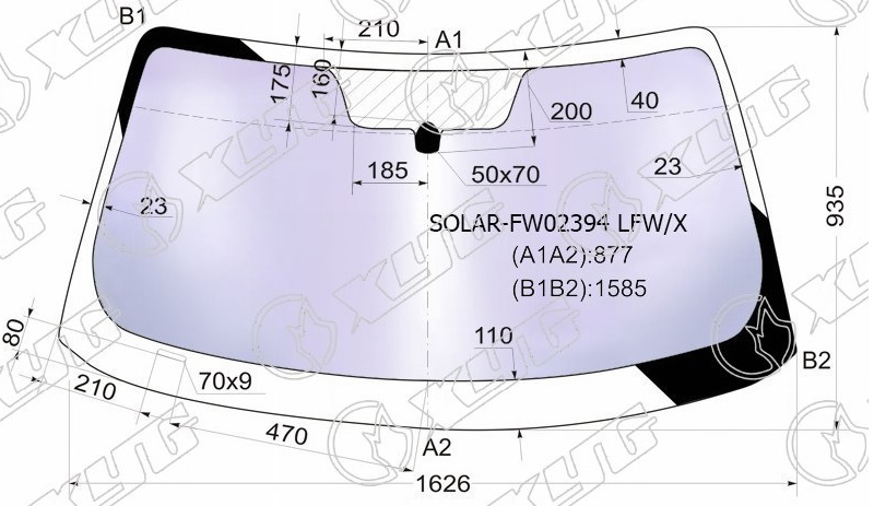 Стекло лобовое атермальное INFINITI FX 35, 45 XYG SOLAR-FW02394 LFW/X 