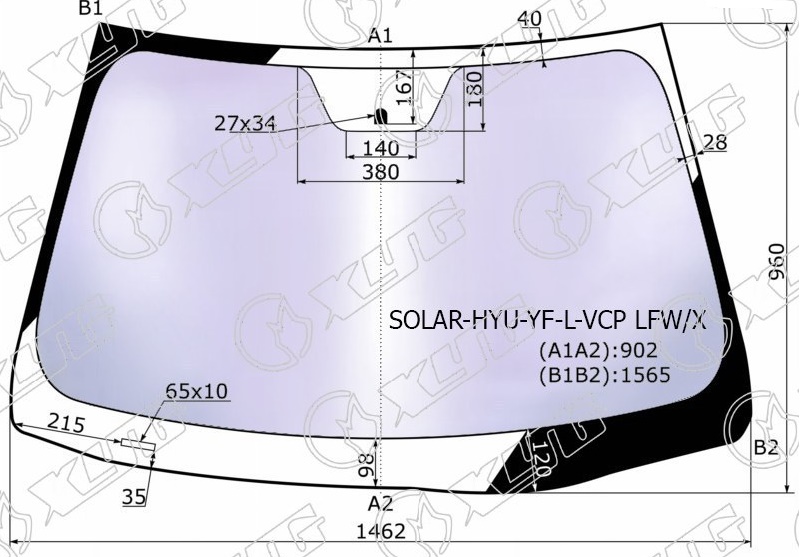 Стекло лобовое атермальное HYUNDAI SONATA XYG SOLAR-HYU-YF-L-VCP LFW/X