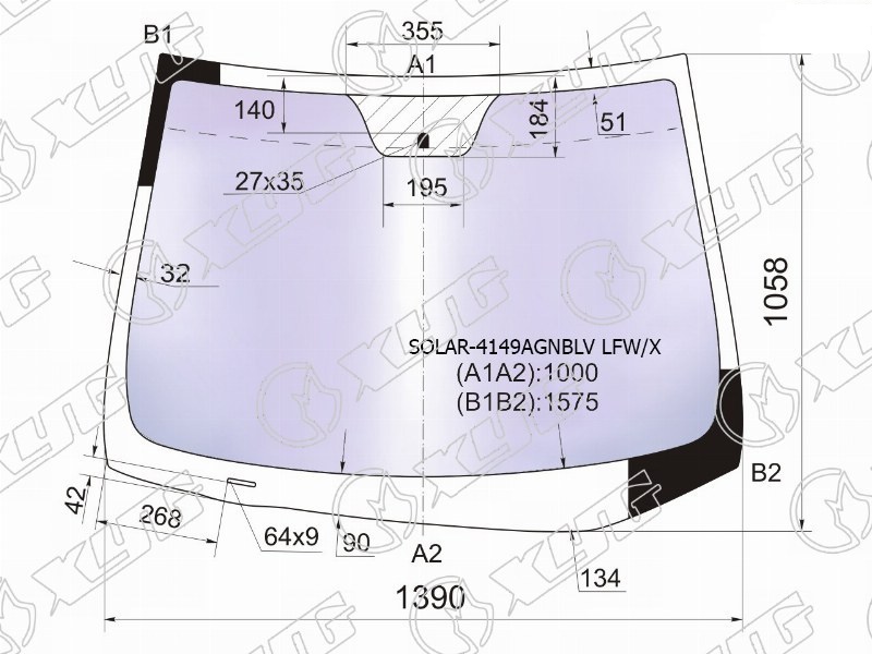 Стекло лобовое атермальное HYUNDAI ELANTRA, AVANTE XYG SOLAR-4149AGNBLV LFW/X 