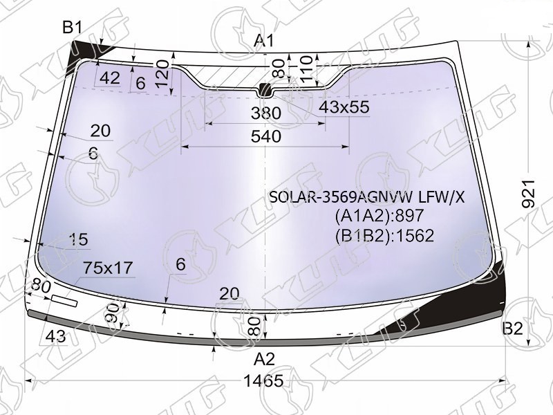 Стекло лобовое атермальное FORD MONDEO XYG SOLAR-3569AGNVW LFW/X 