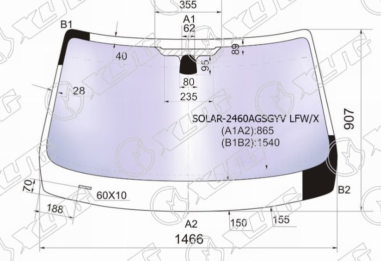 Стекло лобовое атермальное BMW X1 XYG SOLAR-2460AGSGYV LFW/X 