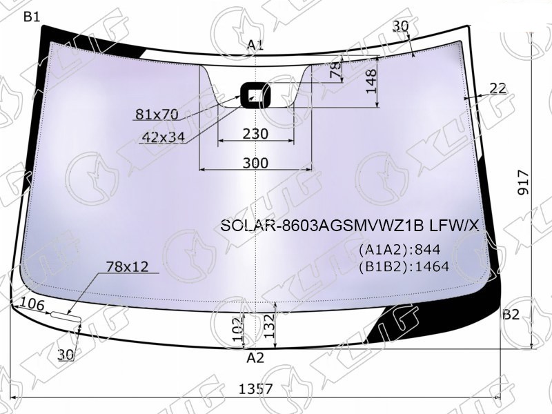 Стекло лобовое атермальное VOLKSWAGEN POLO XYG SOLAR-8603AGSMVWZ1B LFW/X 