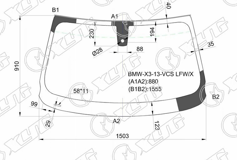 Стекло лобовое BMW X3 XYG BMW-X3-13-VCS LFW/X 