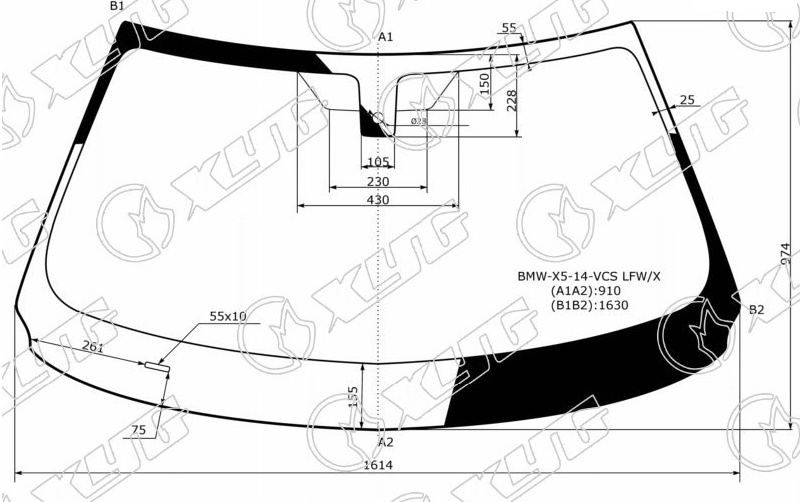 Стекло лобовое BMW X5 XYG BMW-X5-14-VCS LFW/X 
