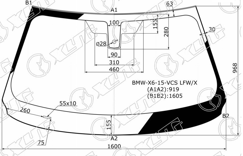 Стекло лобовое BMW X6 XYG BMW-X6-15-VCS LFW/X 