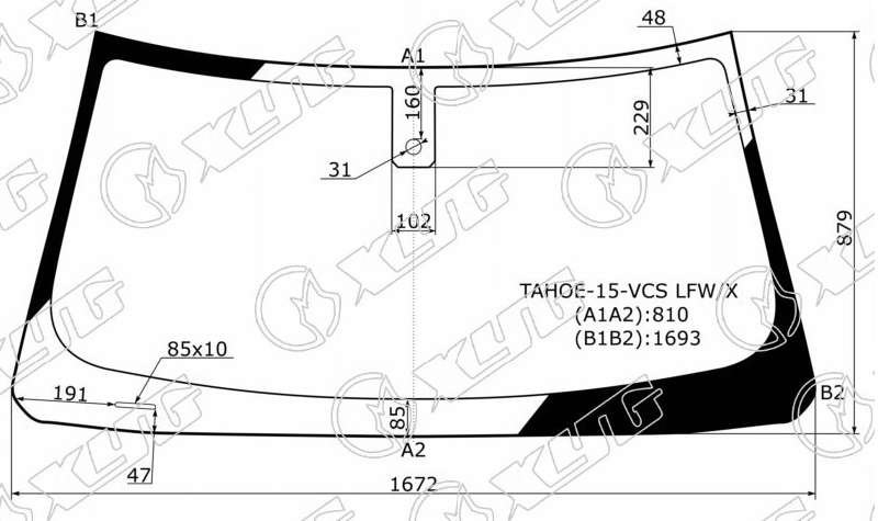 Стекло лобовое CADILLAC ESCALADE, CHEVROLET SUBURBAN, TAHOE, GMC YUKON XYG TAHOE-15-VCS LFW/X 