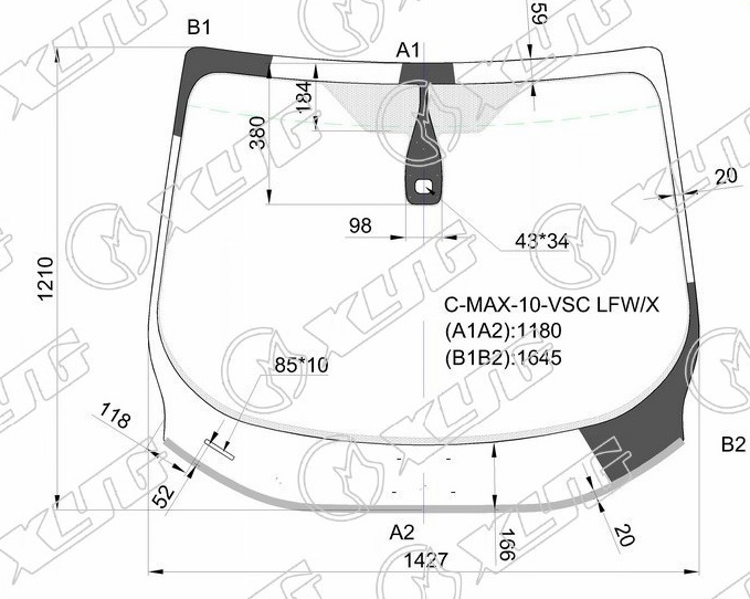 Стекло лобовое FORD C-MAX XYG C-MAX-10-VSC LFW/X 