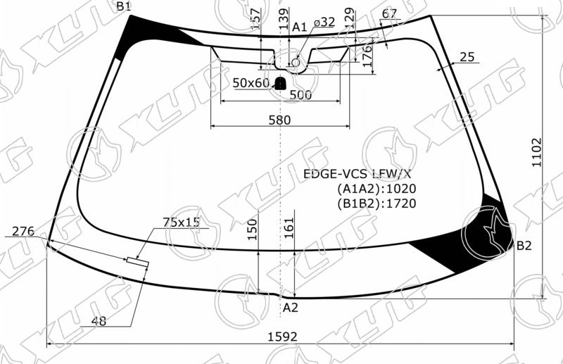 Стекло лобовое FORD EDGE, LINCOLN MKX XYG EDGE-VCS LFW/X 