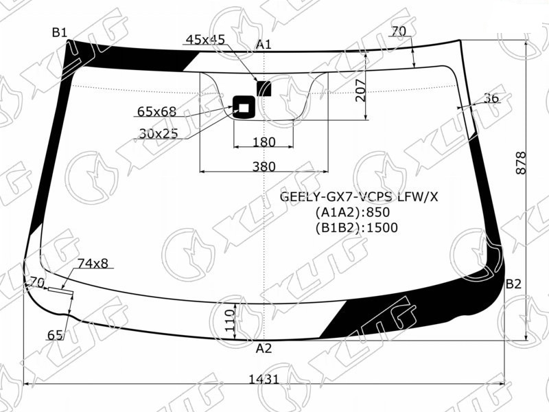 Стекло лобовое GEELY EMGRAND X7 XYG GEELY-GX7-VCPS LFW/X 