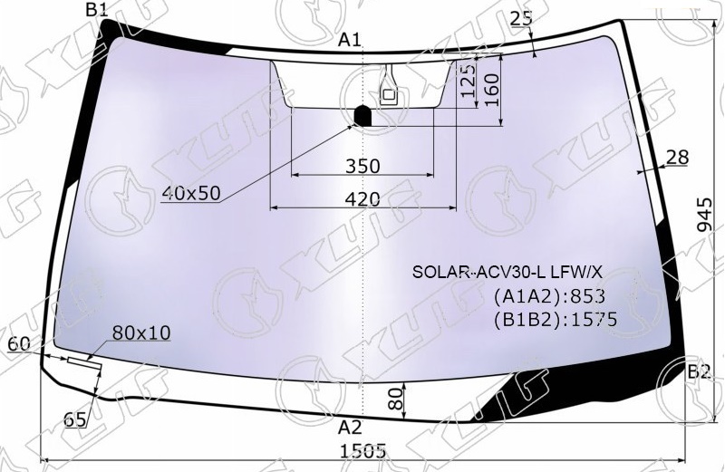 Стекло лобовое атермальное TOYOTA CAMRY XYG SOLAR-ACV30-L LFW/X 