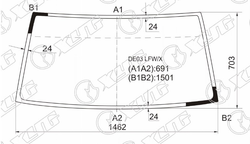 Стекло лобовое MITSUBISHI DELICA, L300, HYUNDAI PORTER XYG DE03 LFW/X 