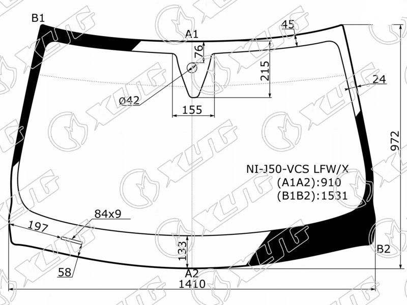 Стекло лобовое INFINITI EX 25, 35, 37, QX 50 XYG NI-J50-VCS LFW/X 