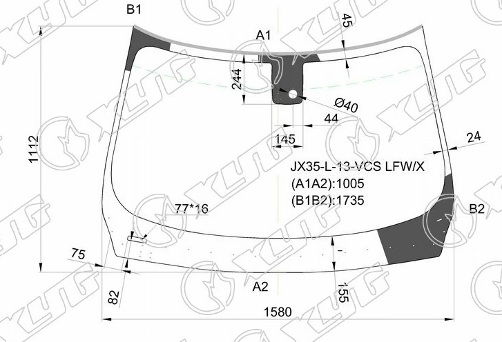 Стекло лобовое INFINITI JX 35, QX60 XYG JX35-L-13-VCS LFW/X 