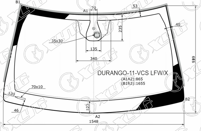 Стекло лобовое JEEP GRAND CHEROKEE, DODGE DURANGO XYG DURANGO-11-VCS LFW/X 