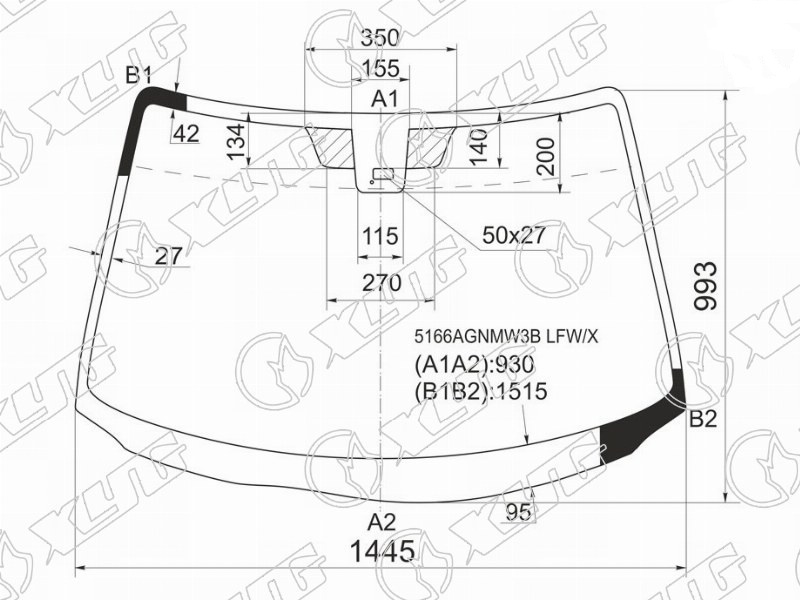 Стекло лобовое MAZDA 3 XYG 5166AGNMW3B LFW/X 