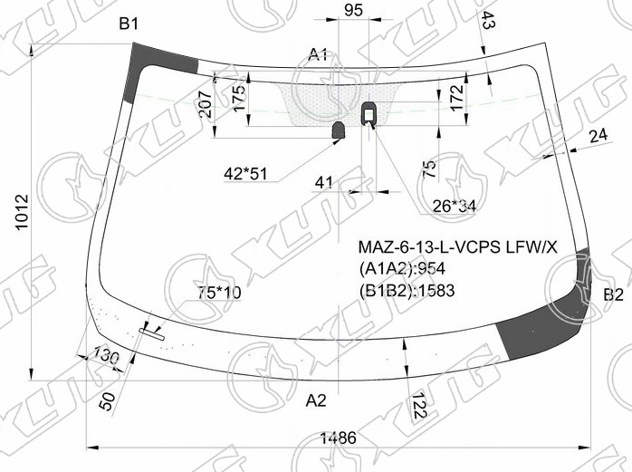 Стекло лобовое MAZDA 6 XYG MAZ-6-13-L-VCPS LFW/X 