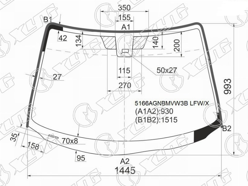 Стекло лобовое MAZDA AXELA XYG 5166AGNBMVW3B LFW/X 